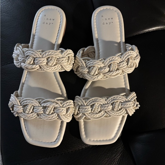 a new day Shoes - a new day Braided Double-Strap Slide Sandals in Cream